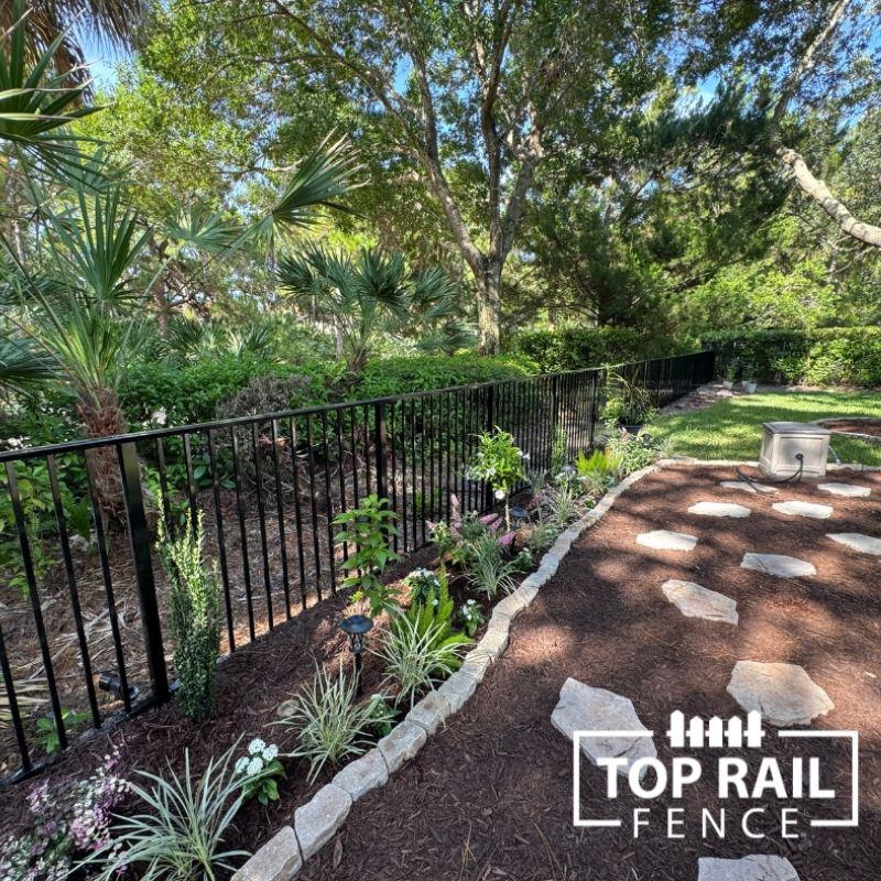 aluminum fence installed by top rail fence