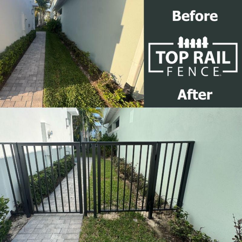 aluminum fence installed by top rail fence