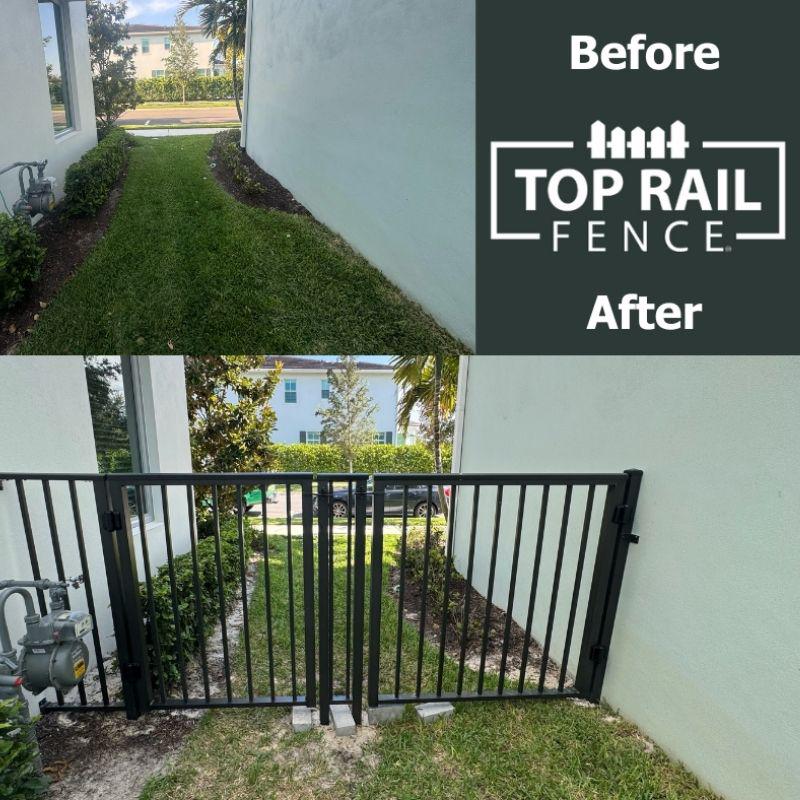 aluminum fence installed by top rail fence