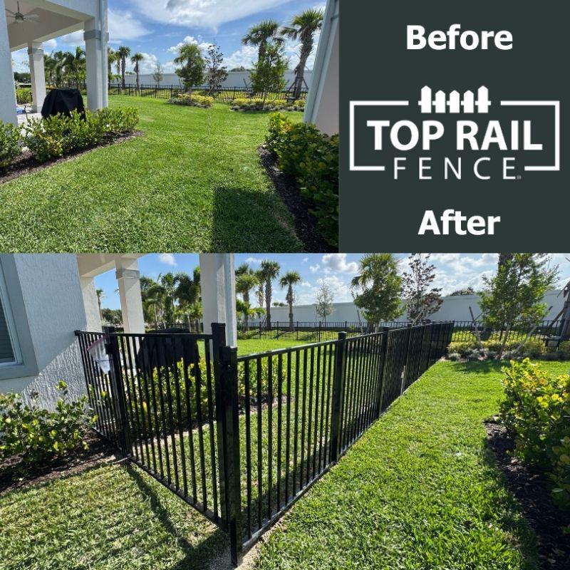 aluminum fence installed by top rail fence