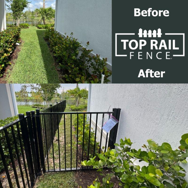 aluminum fence installed by top rail fence