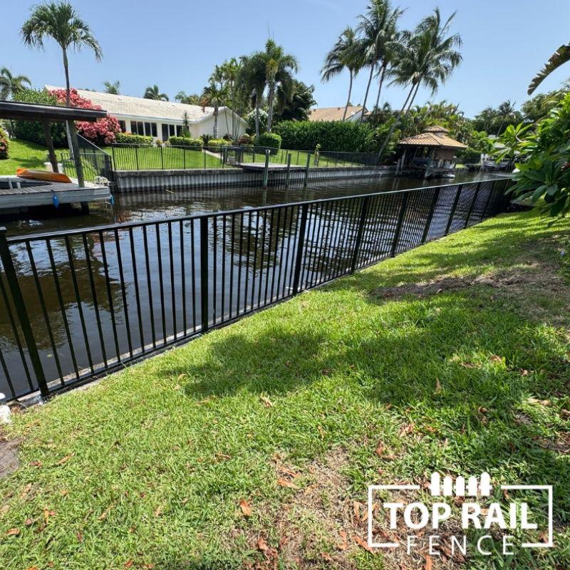 black aluminum fence installed by Top Rail Fence