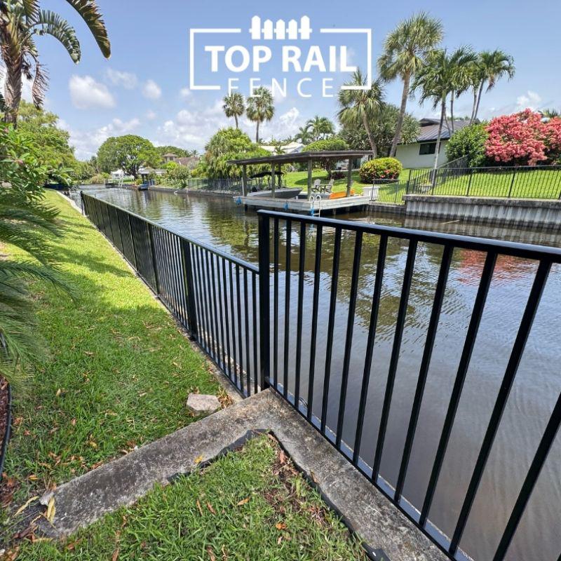 black aluminum fence installed by Top Rail Fence