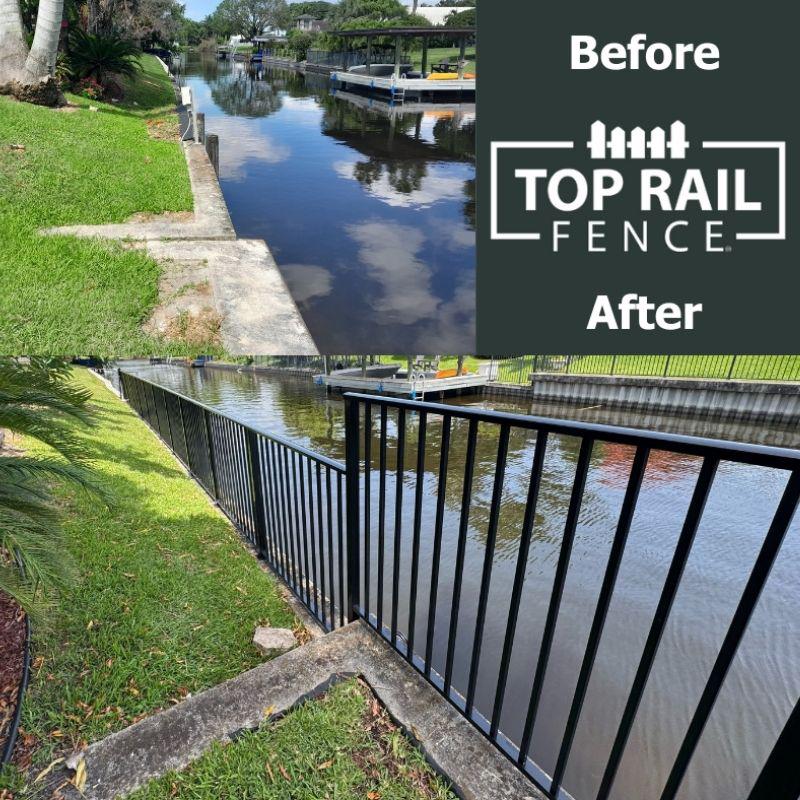 black aluminum fence installed by Top Rail Fence