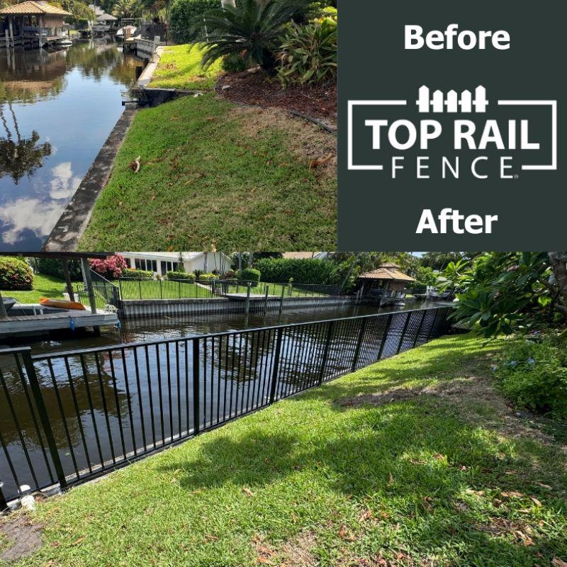 black aluminum fence installed by Top Rail Fence