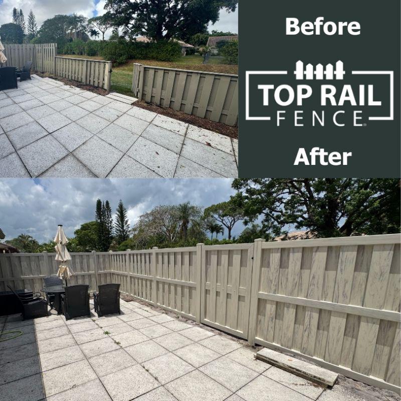 shadowbox vinyl fence installed by Top Rail Fence