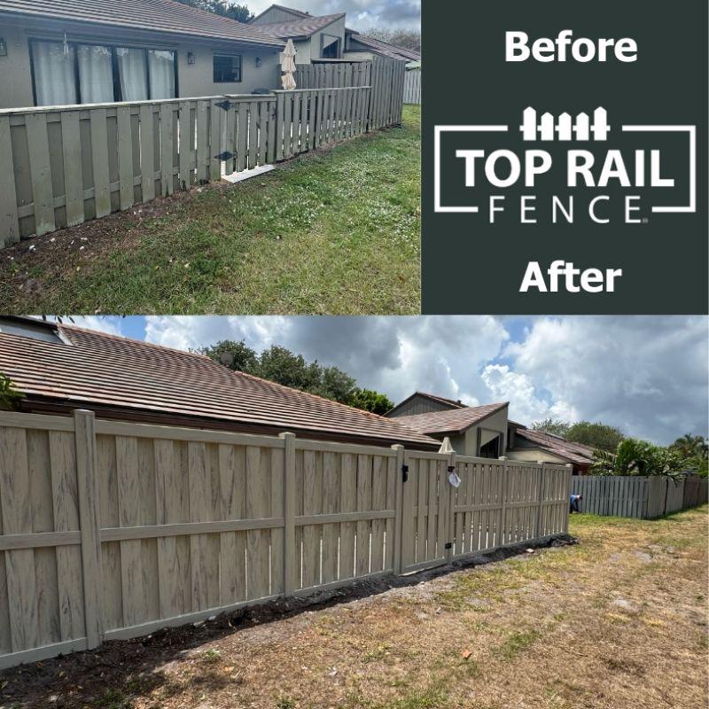 shadowbox vinyl fence installed by Top Rail Fence