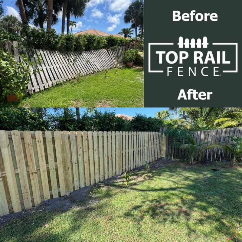 wood shadowbox fence installed by top rail fence