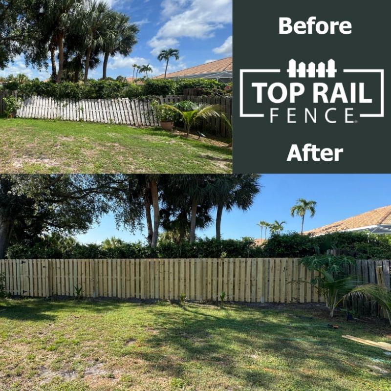 wood shadowbox fence installed by top rail fence