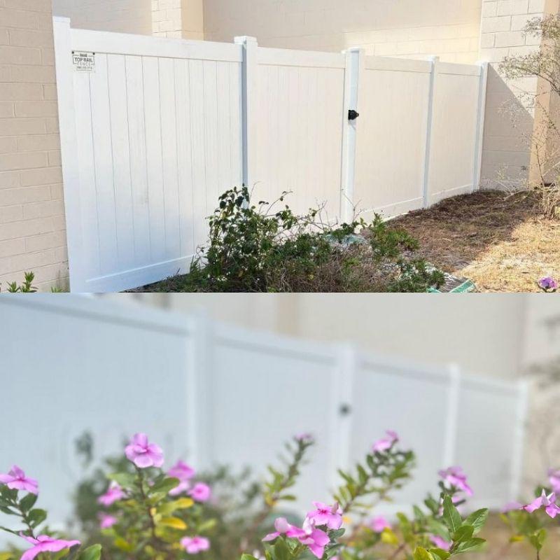vinyl fence installed by top rail fence