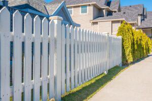white wood picket fence