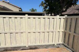 Wood grain like vinyl shadowbox fence