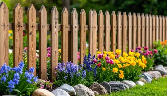 wood picket fence