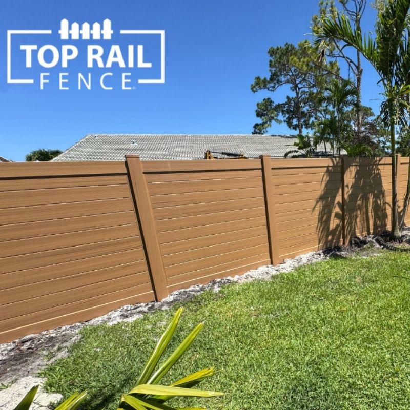 Horizontal Cypress Vinyl Fence Installation by Top Rail Fence