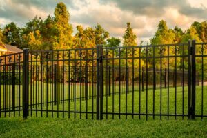 Aluminum double swing gate by Top Rail Fence