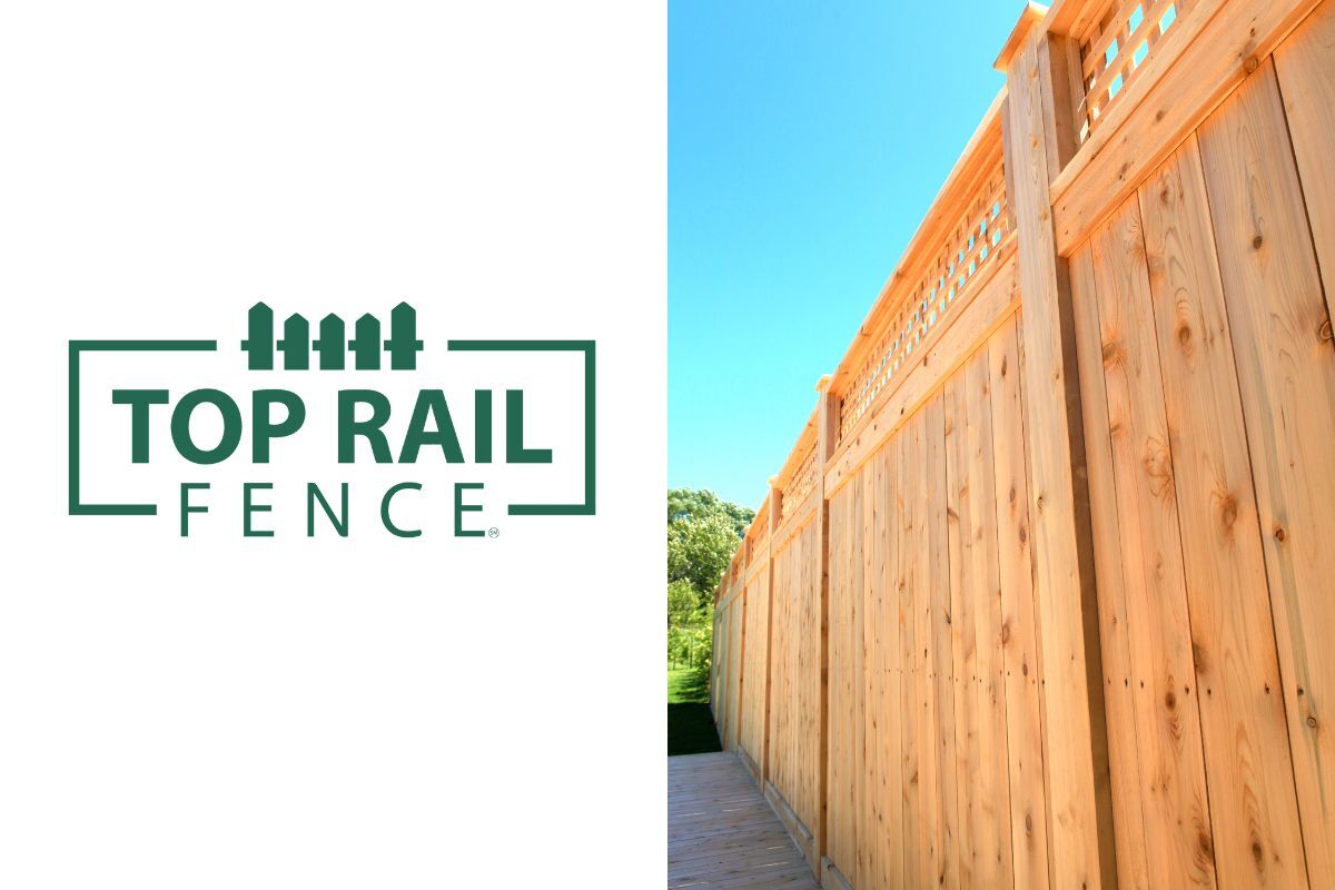 Top Rail Fence logo with a nice wood fence