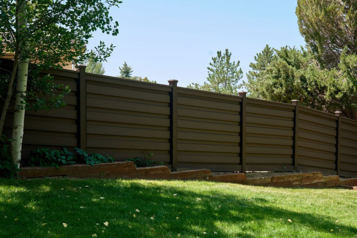 Brown composite fence