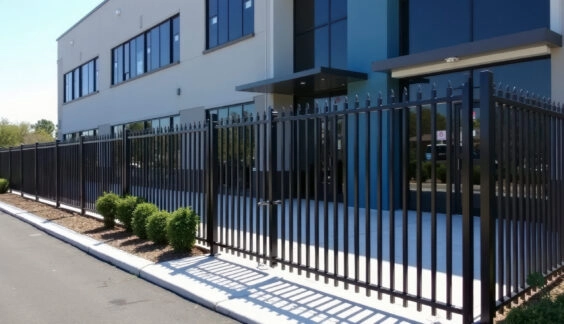 Local business with metal security fence around it
