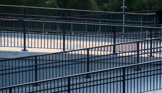railing up a commercial walkway