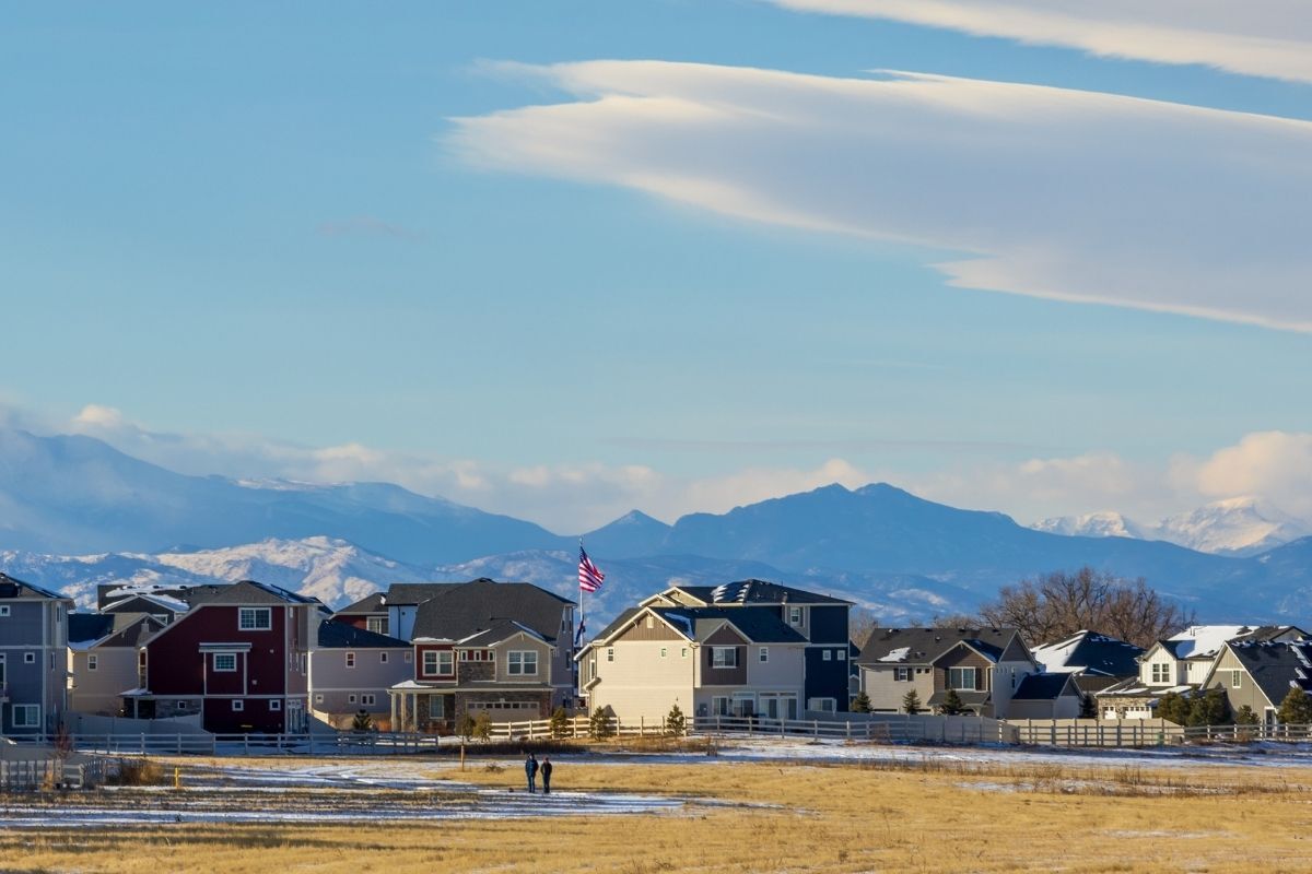 Denver neighborhood and skyline