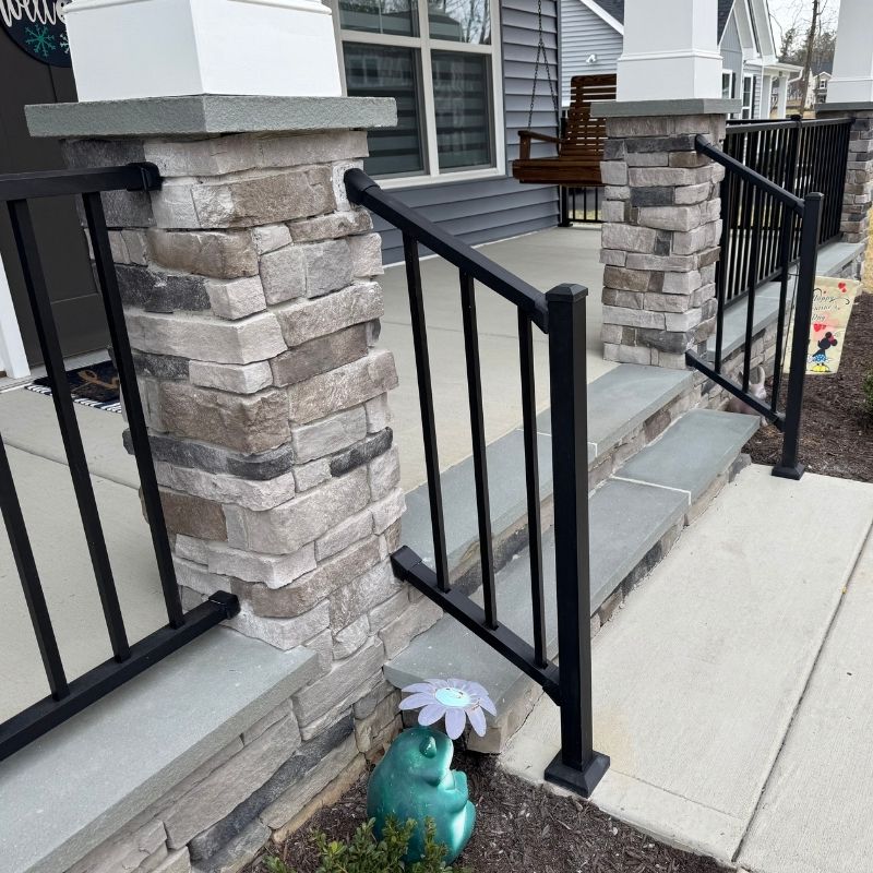 New metal porch and entry railing