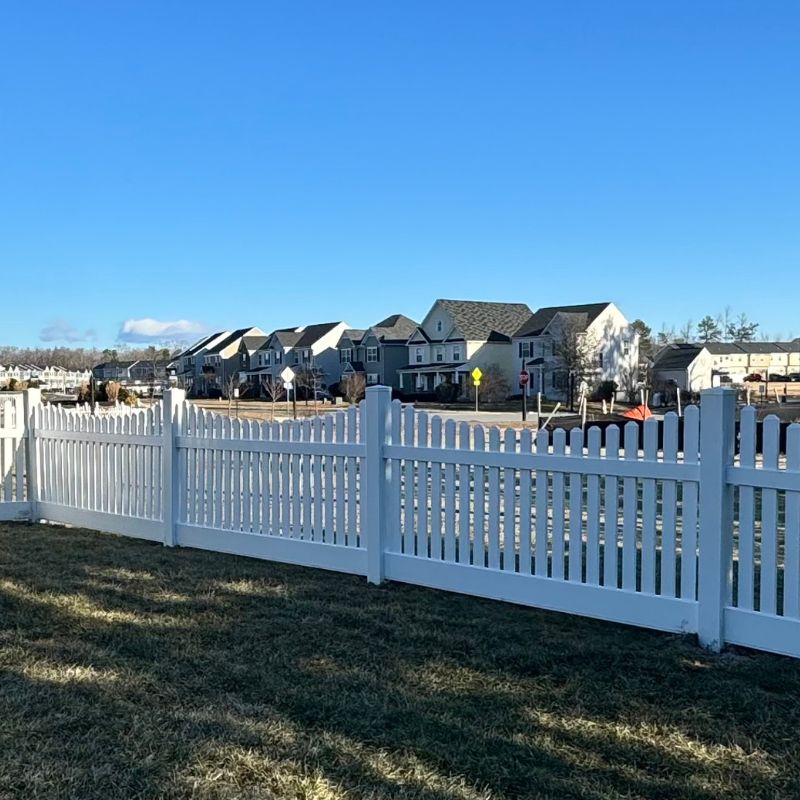 New white vinyl fence installed