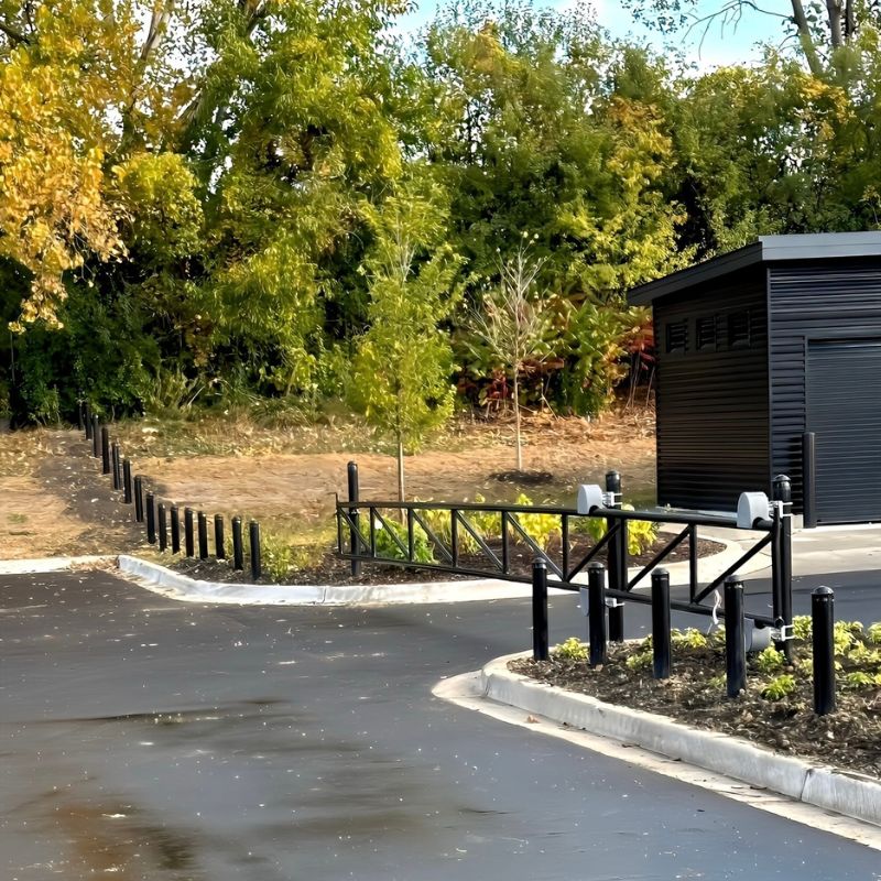 Cantilever Gate and Bollards at Porsche Dealership