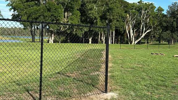 Black chain link fence