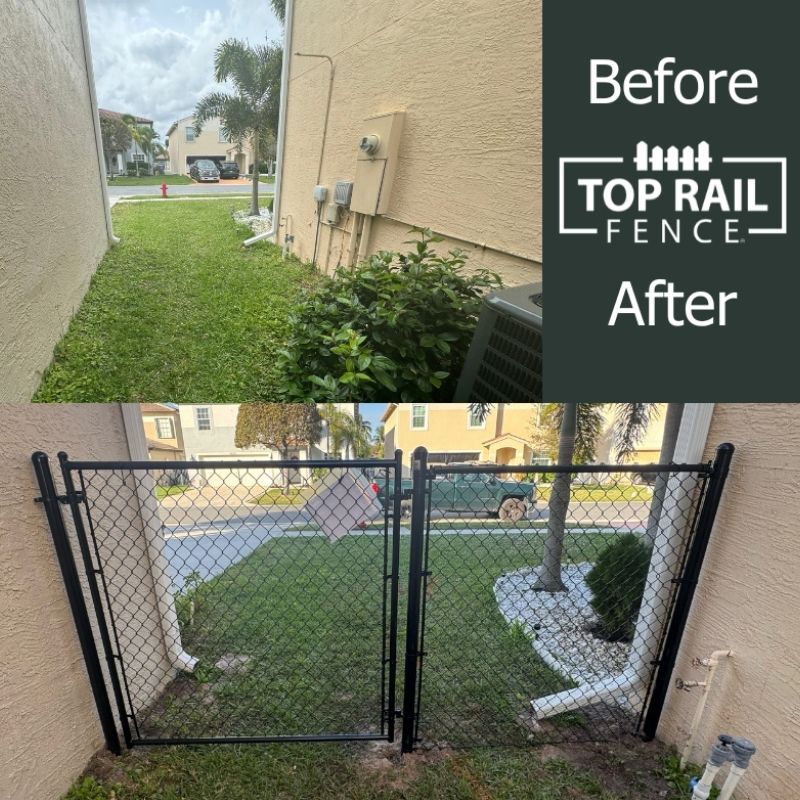 before and after of a Chain Link Fence Installation