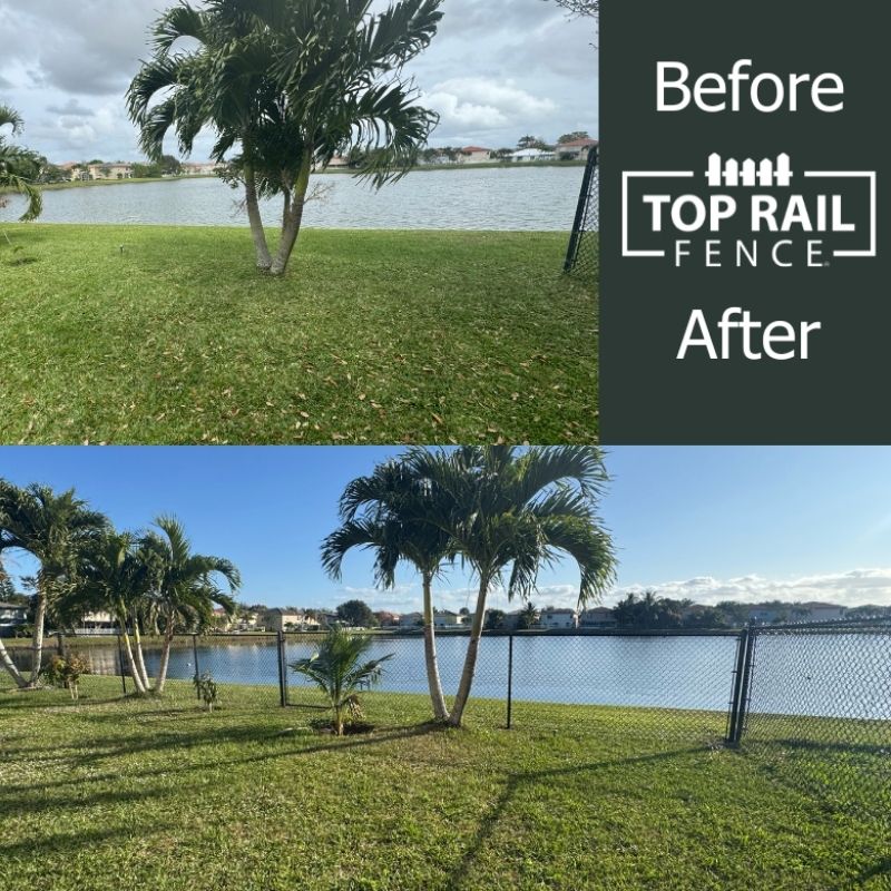 before and after of a Chain Link Fence Installation