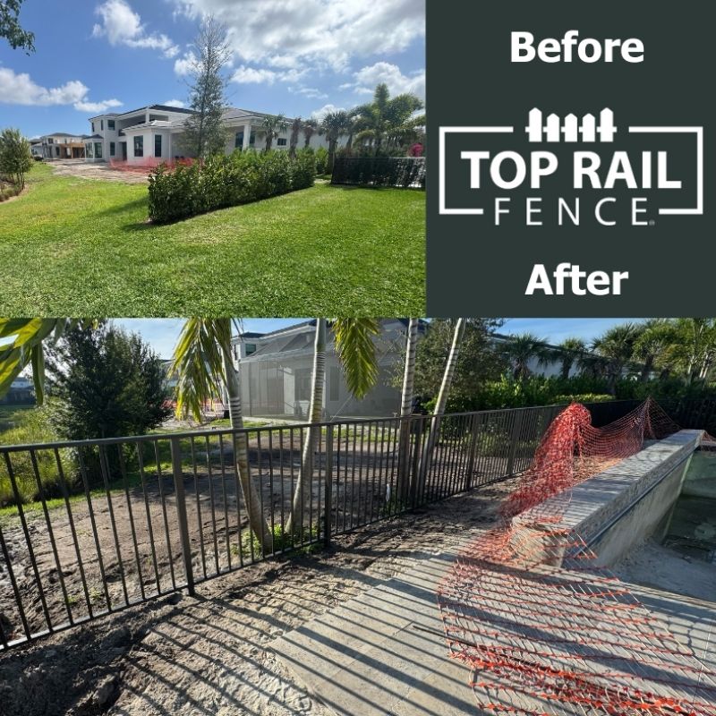 aluminum fence installed by top rail fence