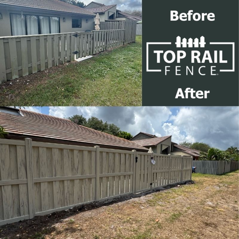 shadowbox vinyl fence installed by Top Rail Fence