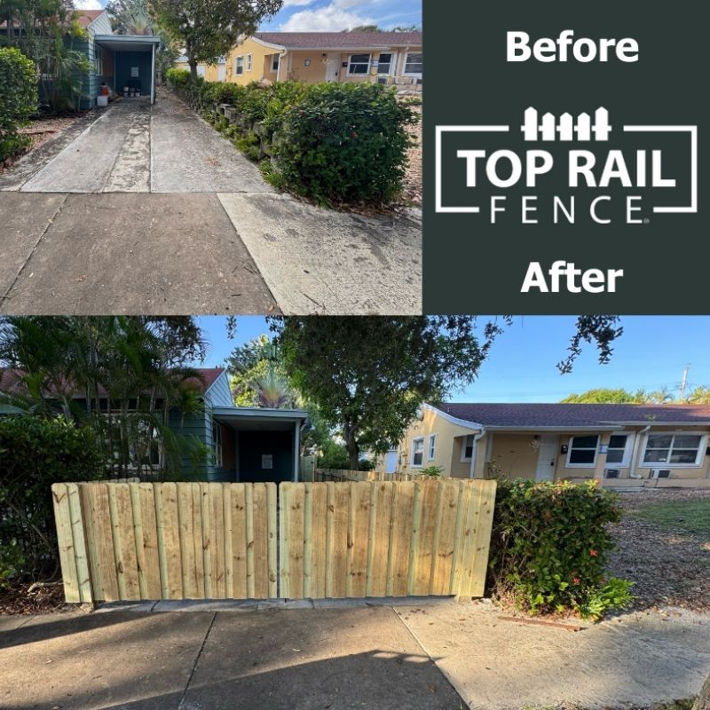 wood and aluminum fence installed by top rail fence