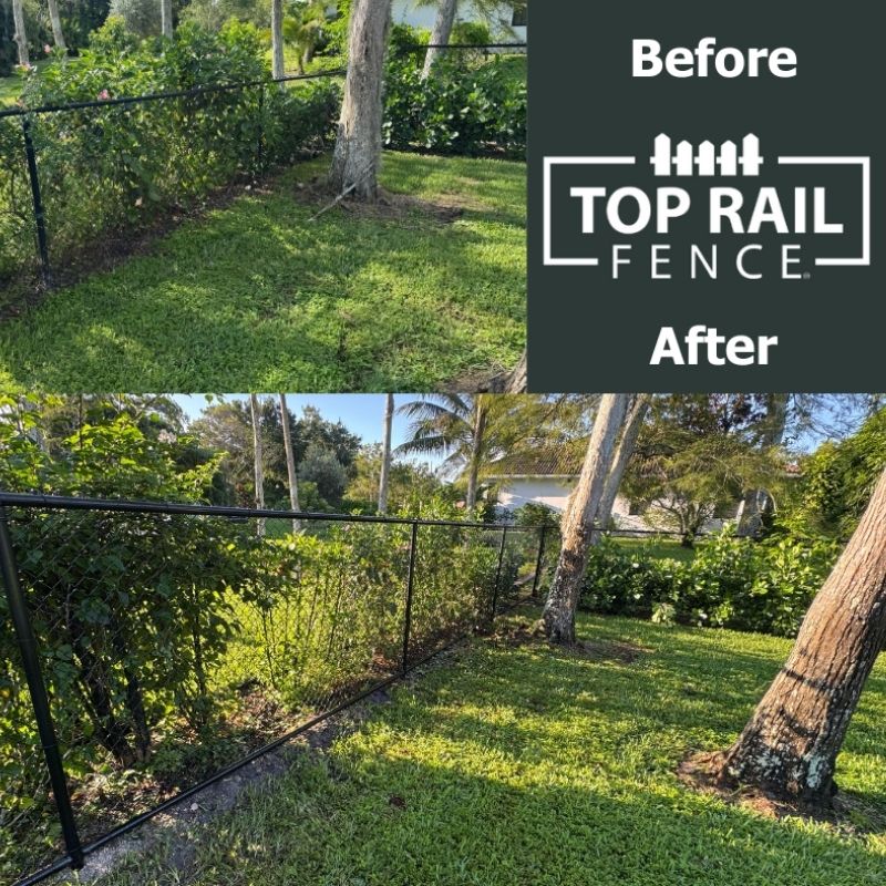 chain link fence installed by top rail fence