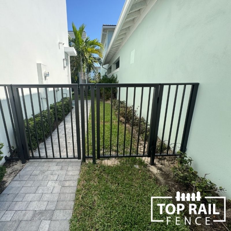 aluminum fence installed by top rail fence
