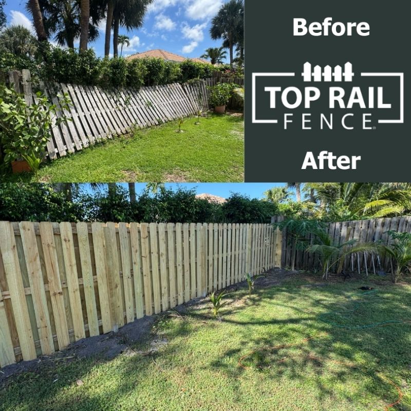 wood shadowbox fence installed by top rail fence