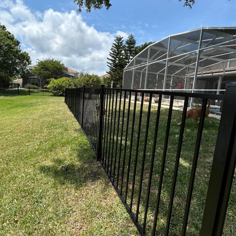 aluminum fence installed by top rail fence