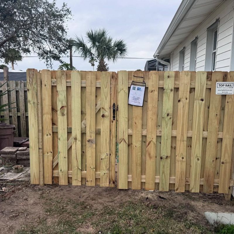 Newly installed shadowbox fence