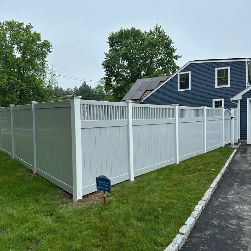 Vinyl privacy fence installed by Top Rail Fence