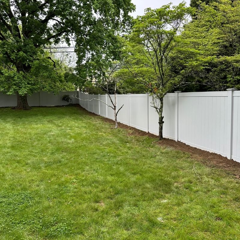 Vinyl privacy fence installed by Top Rail Fence