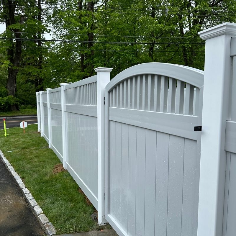 Vinyl privacy fence installed by Top Rail Fence