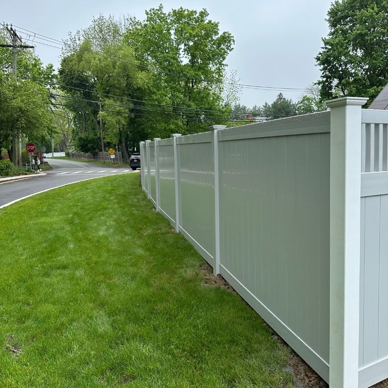 Vinyl privacy fence installed by Top Rail Fence