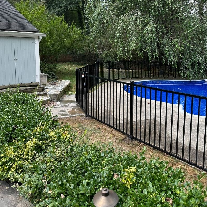 ornamental metal fence installed by Top Rail Fence