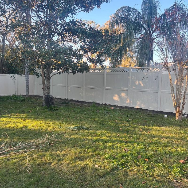 backyard with vinyl fence