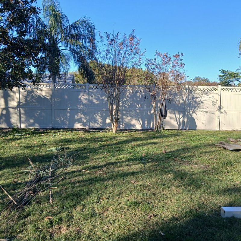 backyard with a vinyl fence