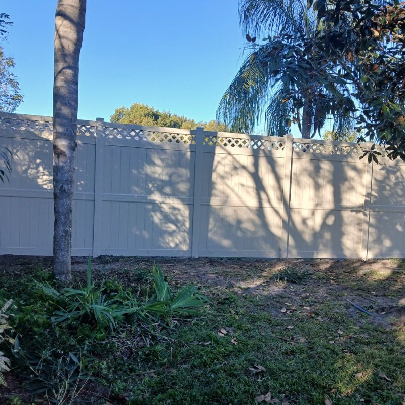 backyard with vinyl fence