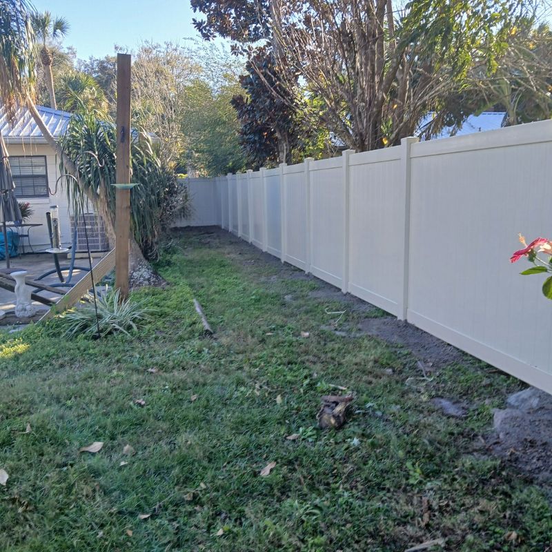 backyard with vinyl fence