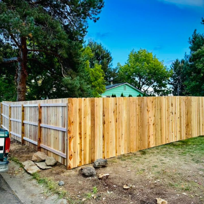 Corner of new wood fence