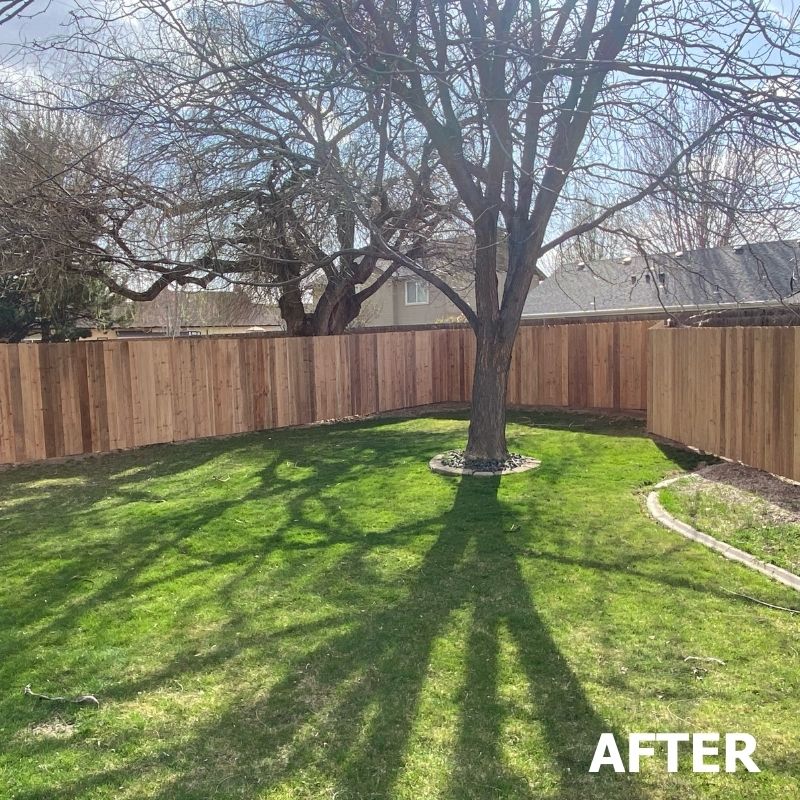 cedar fence with steel posts installed by Top Rail Fence