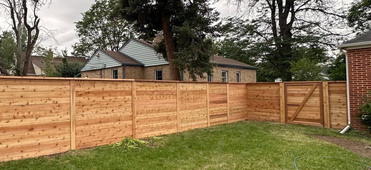 Backyard wood privacy fence